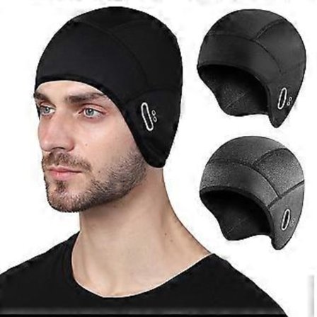 Varm vinterlue, termisk sykkelhjelm, fleecefôr, motorsykkel- og løpelue (svart)