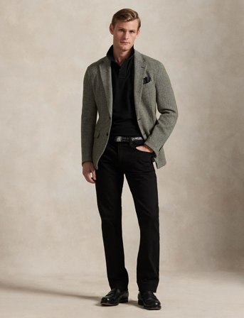 Polo Ralph Lauren Custom Slim Plaid-Trim Mesh Polo Shirt - Black - L