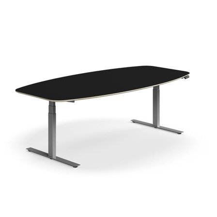 Höhenverstellbarer Konferenztisch NOVUS, 2400x1200 mm, silber/schwarz