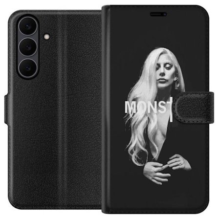 Kompatibelt Lommeboketui til Samsung Galaxy S25 FE Lady Gaga Monster sort-hvitt portrett Gaga MONSTER tekst ikonisk design