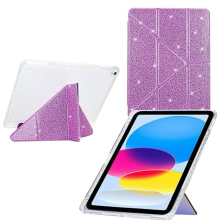 Klar Akryl Glitter Y-Fold Smart Lærveske for iPad 10.2 2021 / Air 10.5