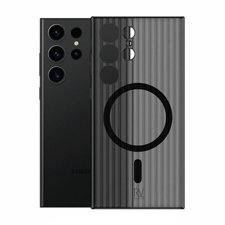 Samsung Galaxy S23 Ultra Mobilskal Korrugerad med Magnet Rvelon - Svart