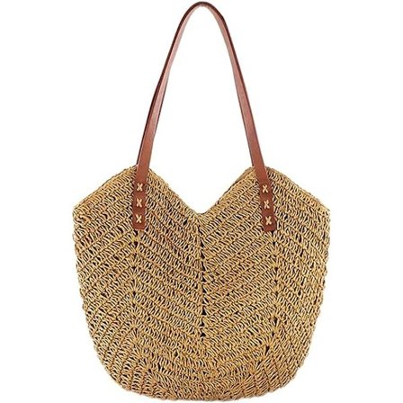 Halm Håndveske Stor Kapasitet Kvinner Sommer Strandveske Flettet Bambus Håndveske Kurv Håndveske Ferieveske