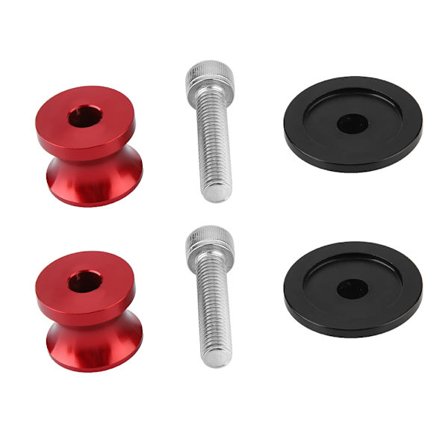 2 stk. 6 mm Motorcykel CNC Baghjulsophæng Swingarm Spoler Rød