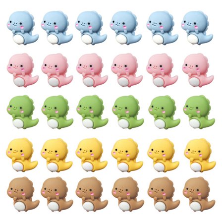 30 stk små fargerike dinosaurnåler, perle klips, store hodeklips for kontorkort, bilder og klistrelapper