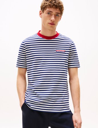 Tommy Hilfiger Americana Graphic Striped Tee - Navy - M