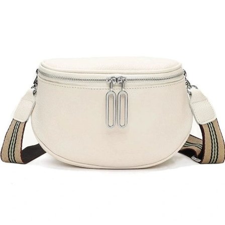 【PP】Skuldertaske til kvinder Beige Crossbody Taske Kvinder Bred Rem Brysttaske Kvinder Læder Mavebælte Taske Kvinder Stilfuld Elegant