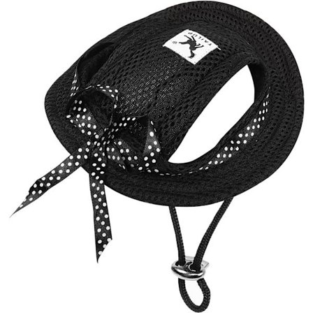 Hundskyddshatt med rund brätte, cap som andas utomhus för sommarhund med öronhål och justerbar hakrem för små medelstora hundar