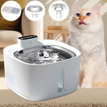 Trådløs kattevandfontæne med bevægelsessensor, automatisk vanddispenser til katte og hunde med 4000mAh batteri