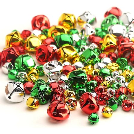 150 stycken färgglada julklockor, 10/12/20 mm, klämklockor, guld julgransdekoration, metall, bjällror, julklapp, dekoration, DIY