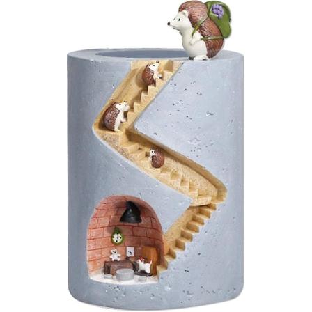 Søt Blyantstativ for Skrivebord - Tannbørsteholder, Harpiks Pinnsvin Pennearrangør i Stigehusform, Skrivebordsbeholder, Kontorarrangement, 