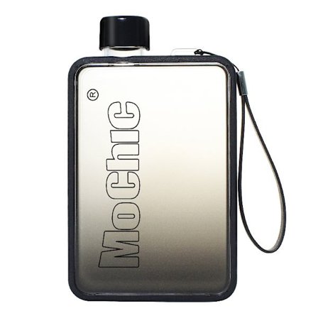 380ml Gradient farge høykvalitets kreativ bærbar flat vannkoker, firkantet treningsflaske i plast, svart