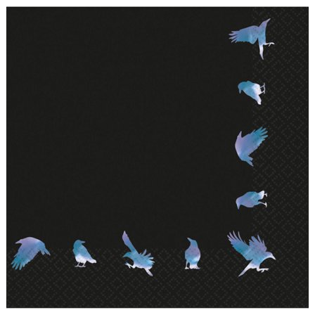 Servett Svart Med Fåglar 16-pack