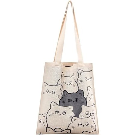 Virkad Väska, Söt Handväska, Virkade Väskor för Kvinnor, Liten Estetisk Handväska, Katt och Blomma Vävd Handväska, Vit