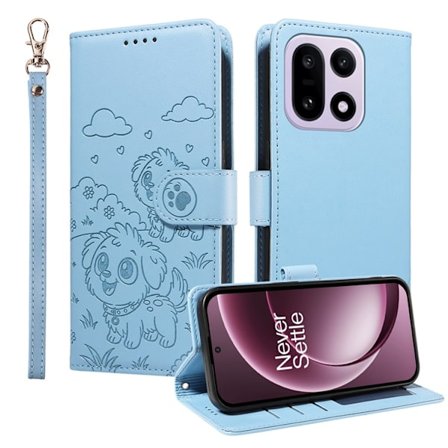 OnePlus 15 Konstläder Plånboksfodral RFID-Skydd Imprinted Dog Pattern