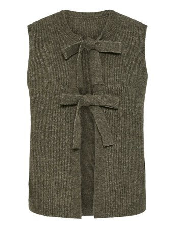 Pcsilly Sl Rev Tie Vest Knit Noos Bc Brown Pieces