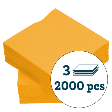 SERVIETT 3-LAG GUL 24X24CM*