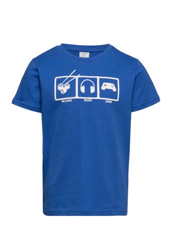 T Shirt Frontprint T-shirts Short-sleeved Blå Lindex