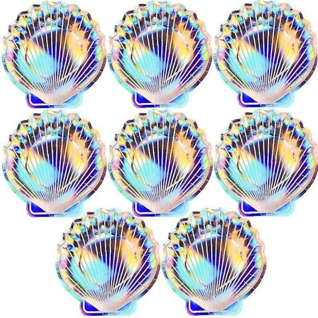 9 tommers iriserende engangsplater, biologisk nedbrytbare fargerike skjellpapptallerkener, bursdagsfestdekorasjon (8 stk, blandet)