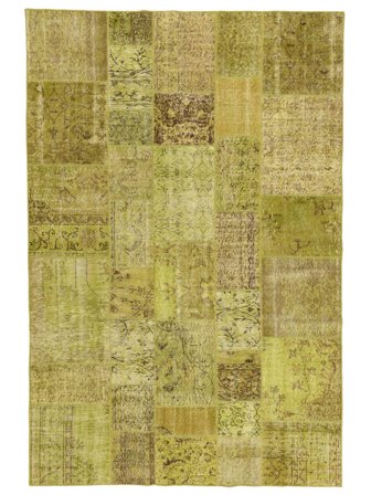 Patchwork Teppe Moderne Mørk Gul/Gul (Ull, Tyrkia)