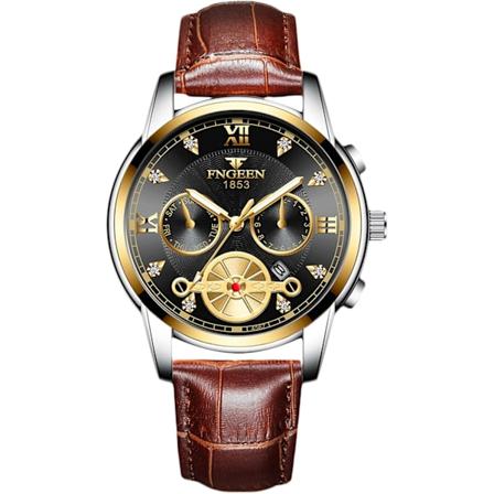 Mænds Analog Kvarts Armbåndsur Vintage Elegant Armbåndsur Dato Kalender Lysende Ur Sort Brun A Black brown A