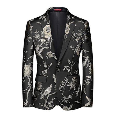 Herre Broderi Én Knapp Blazer Slim Fit Blomstertrykt Dress Stilig Blomster Smokingjakke