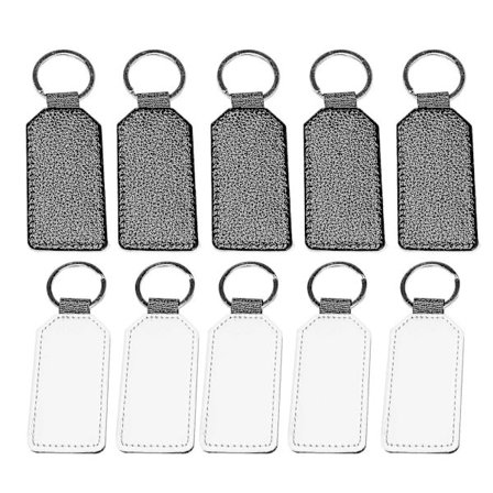 10 kappaleen sublimointiaihioita avaimenperä glitter PU nahkainen avaimenperä DIY lämpösiirto avaimenperä (musta Re