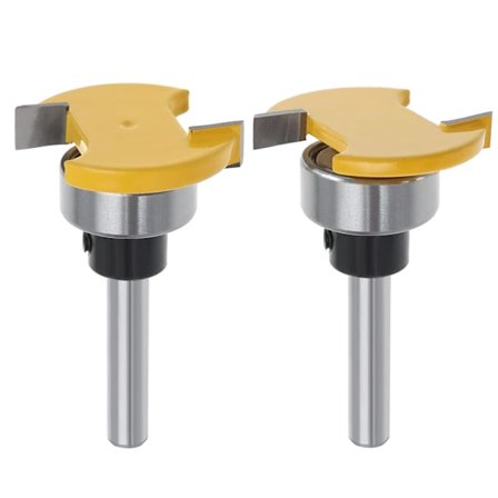 2 stk 6mm Skaft Trefres med Lager, T-Spor Fresestål, Trefresestål, Sporfres, 6x4mm Trebearbeidingsverktøy for Bokhyller