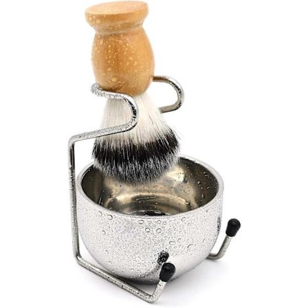 Parranajosetti miehille, märkäajosetti 3 in 1, sisältää parranajoharjan, ruostumattomasta teräksestä valmistetun parranajokulhon, turvatelineen, 