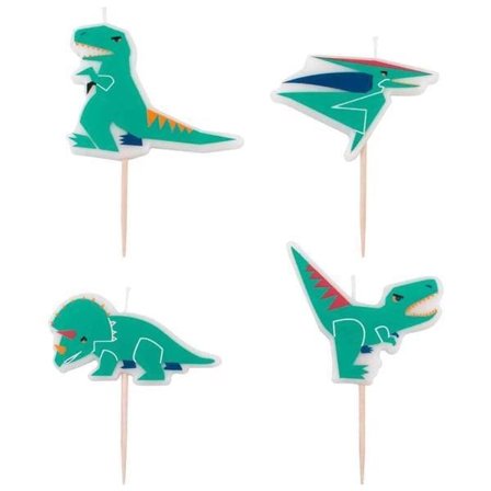 Tårtljus födelsedag dinosaurier t-rex triceratops Stegosaurus 6-pack