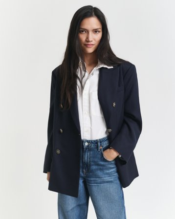 GANT Damen Oversized Hopsack Blazer aus Wolle (38) Marineblau