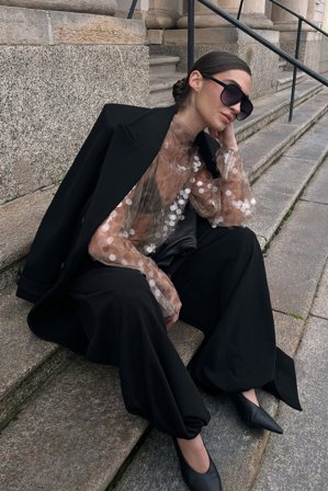 NA-KD Ballonhose mit Kordelzug - Hosen mit hoher Taille - Schwarz - M