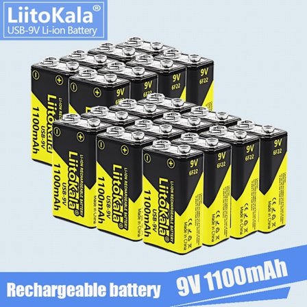 1-16 kpl LiitoKala 9V 1100mAh Li-ion Ladattava akku USB 9V Akku Yleismittarille Mikrofoni Lelu Kaukosäädin KTV käyttö