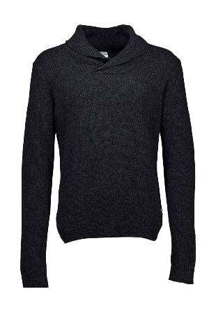 Lindbergh Lambswool L/S shawl collar knit Stickat Herr Grå XXL