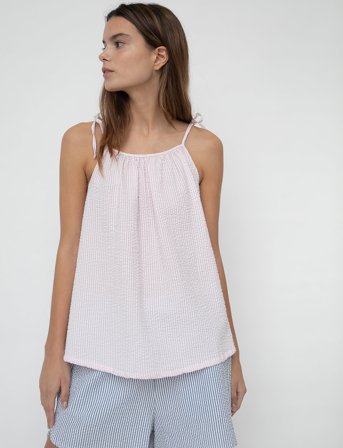 STUDIO FEDER Sia Top - Seersucker - Pink - L
