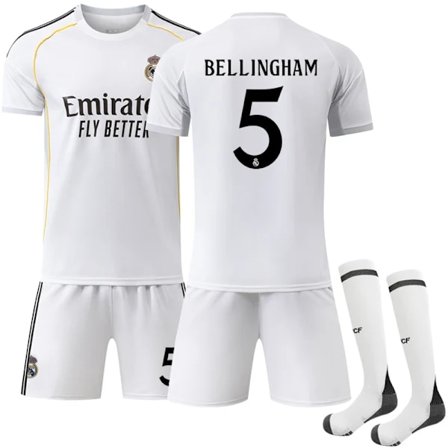 2025-2026 Real Madrid Hjemmebanetrøje Børn Voksen Fodboldtrøje Nr. 5 Bellingham NO.5 24