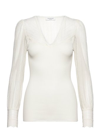Silk T-Shirt W/ Lace White Rosemunde