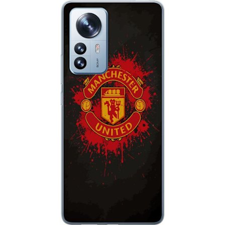 Kompatibelt Mobildeksel til Xiaomi Xiaomi 12 Pro Manchester United logo i rød og gul farge med røff sportslig bakgrunn