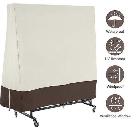 Indendørs Udendørs Oxford Klud Vandtæt Bordtennis Cover Beige Med Brun