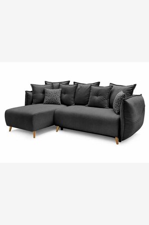 Hanah Home - Hörn Bäddsoffa Puffy Left - Grå - Divansoffor - Från Homeroom