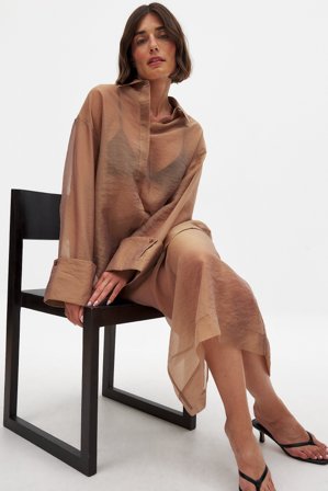 NA-KD Organza-Rock - Midiröcke - Beige - EU 34