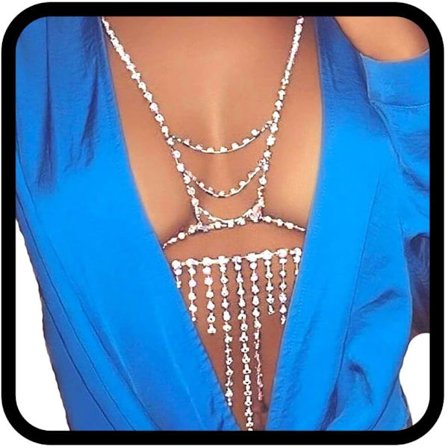 Rhinestone Bryst Kropskæde BH Sølv y Sele Bæltekæder Smykker til Kvinder