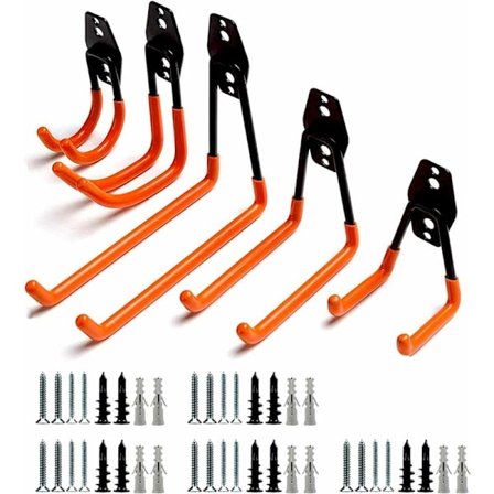Garagekrok 5PCS Cykelställ Väggmonterad, Garageförvaring Utility Dubbelkrok, Multistorlek Heavy Duty Järn Väggmonterad Verktygshållare för Cykel, Hom