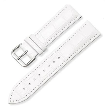 Watch i äkta läder med bambuknutmönster Universal ersättningsurband Svart Brun Blå Röd Vit Rosa 12-24 mm White 18mm