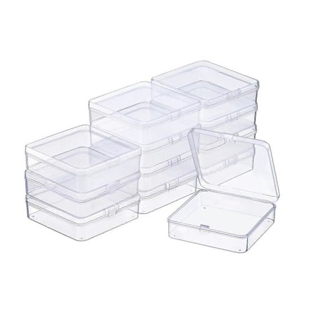 12 Pakning Klar Plast Perle Oppbevaringsbokser Med Hengslet Lokk For Perler Og Mer (3.70 X 3.70