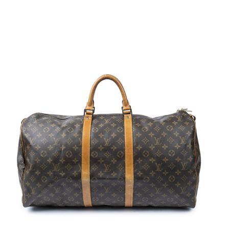 Louis Vuitton Vintage Pre-owned Keepall 55 Monogram Tas , Bruin , Dames , Maat: ONE Size Vintage Tassen