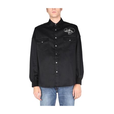 Alexander McQueen, Casual Shirts Zwart, Heren, Maat:M