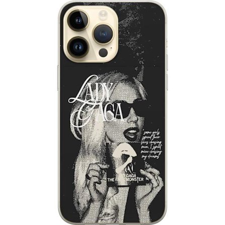 Kompatibel Mobilcover til Apple iPhone 14 Pro Max Lady Gaga sort-hvid retroplakat med solbriller og popkunst-æstetik