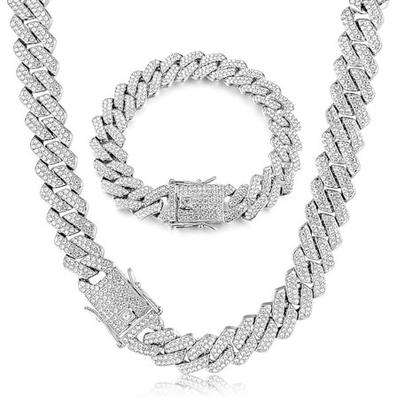 Kuubalainen ketju, jäädytetty miehille, 14 mm kuubalainen choker-kaulakoru rannekorusetti, 18k kullattu koru, 41 cm