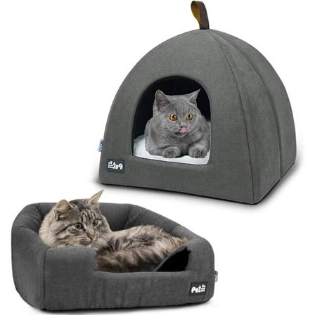 Kattehus, indendørs kattehus, fleece kæledyrshule, sammenklappeligt kæledyrshus, til Pu